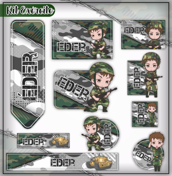 Etiquetas Escolar Personalizadas Exercito