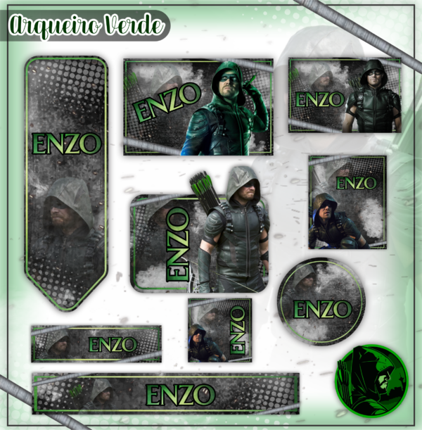 Etiquetas Escolares Personalizadas Arqueiro Verde